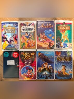 Disney Animated VHS Lot - Aladdin, The Little Mermaid II, Bambi + More